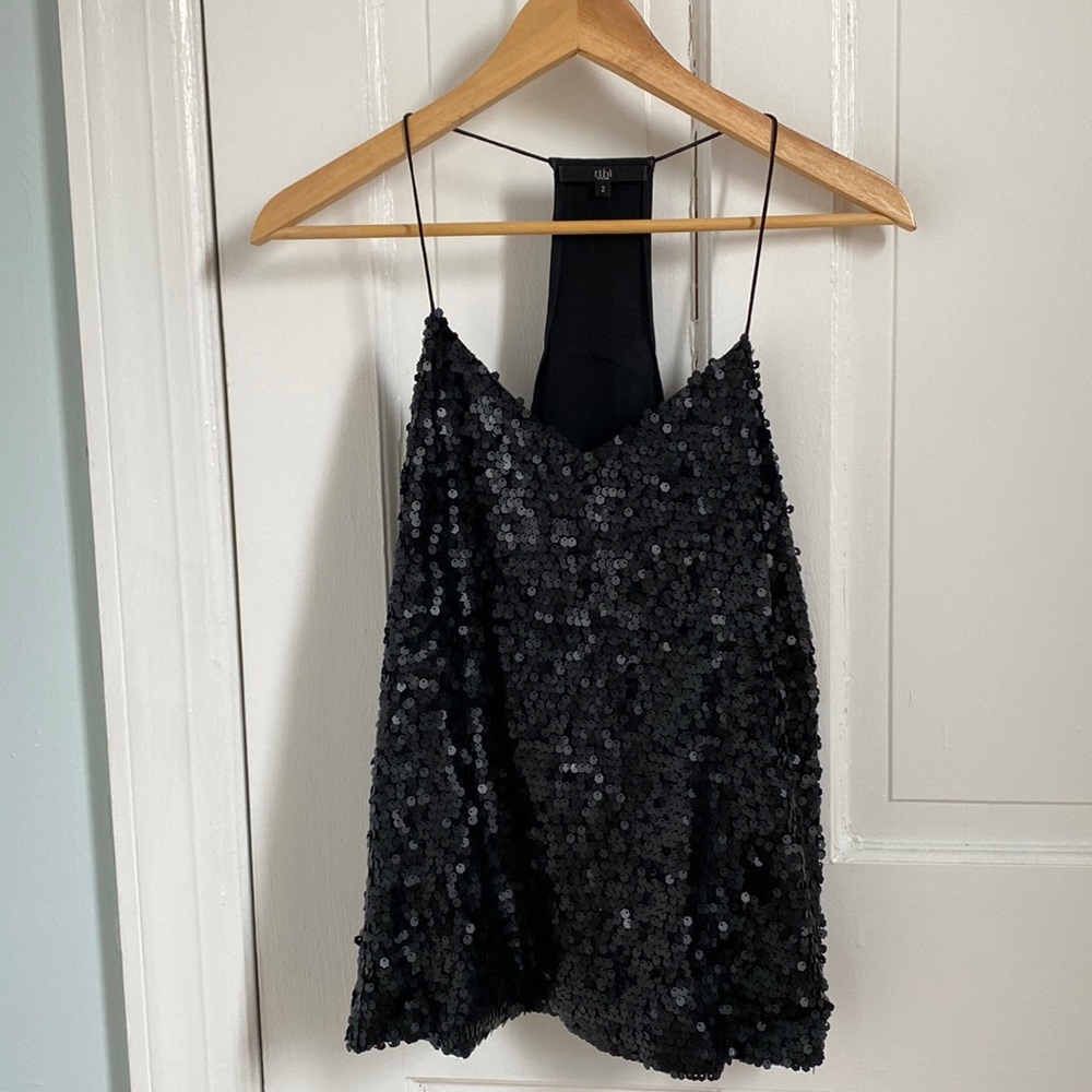 tibi sequence v neck tank top size 2